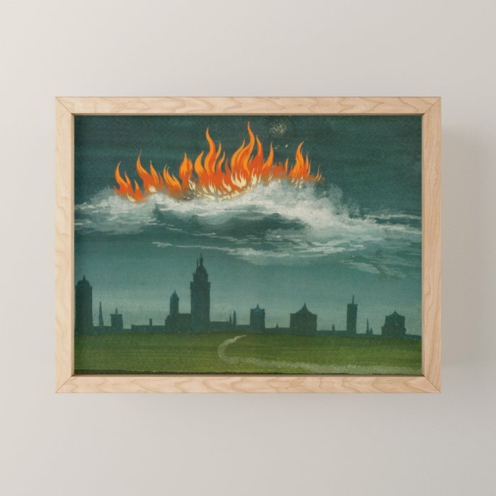Heavenly fire over Augsburg  Augsburger Wunderzeichenbuch Himmelsfeuer uber Augsburg Mini Art Print Gallery Image 1