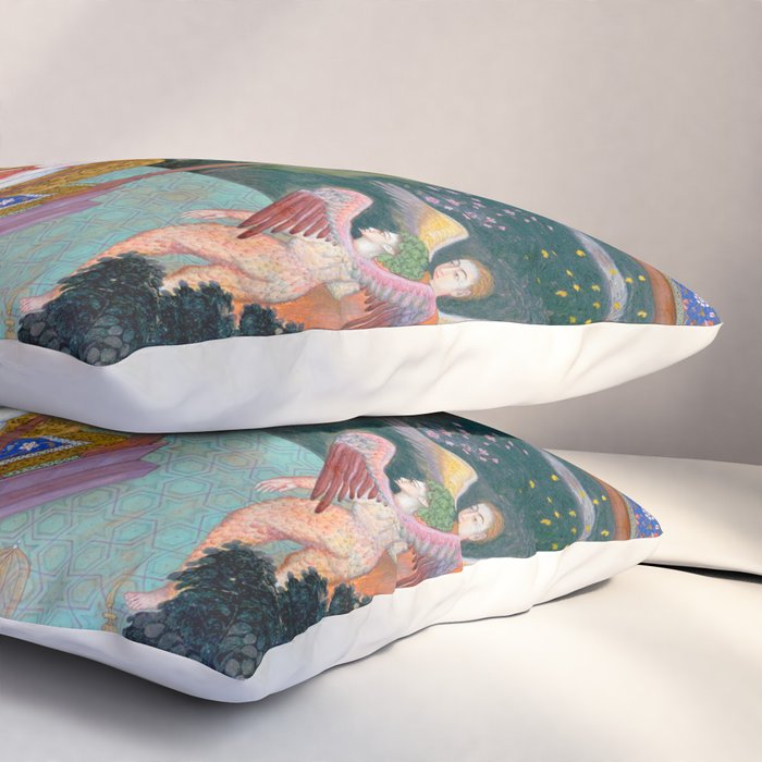 The Story of the Princess of the Blue Pavillion Antique Indian Miniature Painted Illustration Pillow Sham Gallery Image 3