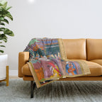 The Story of the Princess of the Blue Pavillion Antique Indian Miniature Painted Illustration Throw Blanket Gallery Image 1