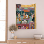The Story of the Princess of the Blue Pavillion Antique Indian Miniature Painted Illustration Wall Tapestry Gallery Image 2