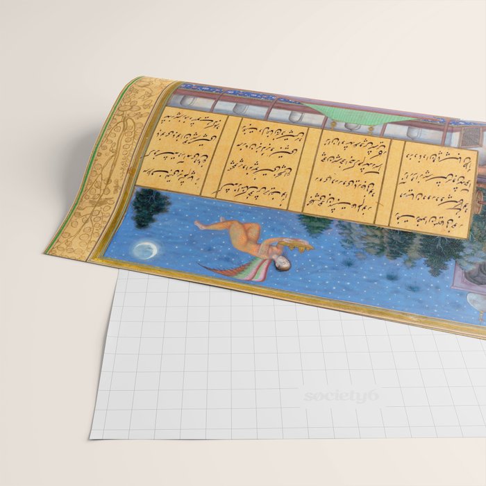 The Story of the Princess of the Blue Pavillion Antique Indian Miniature Painted Illustration Wrapping Paper Gallery Image 2