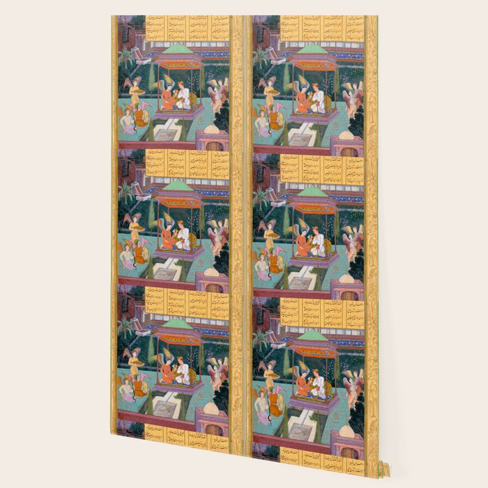 The Story of the Princess of the Blue Pavillion Antique Indian Miniature Painted Illustration Wallpaper Gallery Image 2