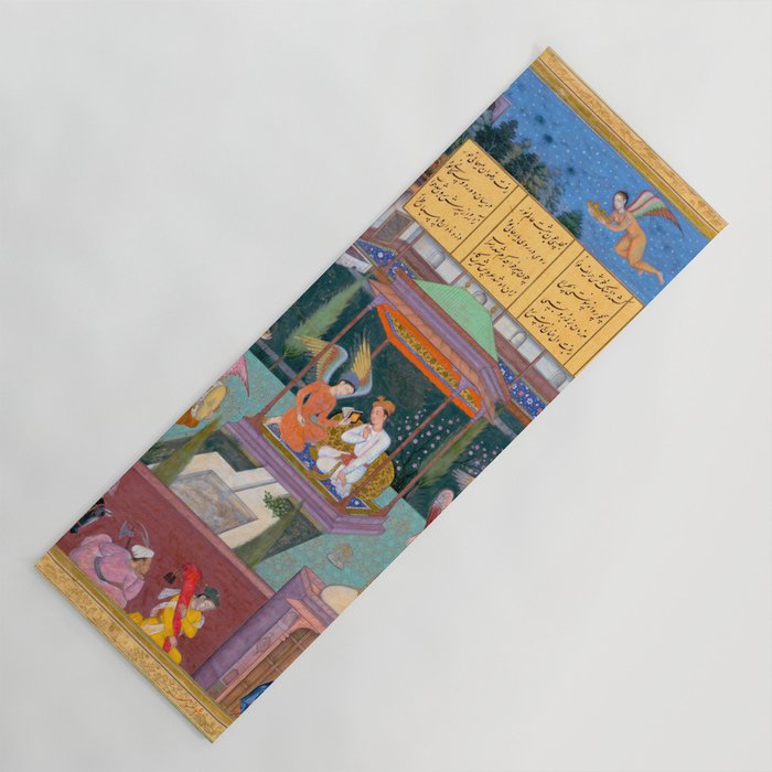 The Story of the Princess of the Blue Pavillion Antique Indian Miniature Painted Illustration Yoga Mat Gallery Image 1