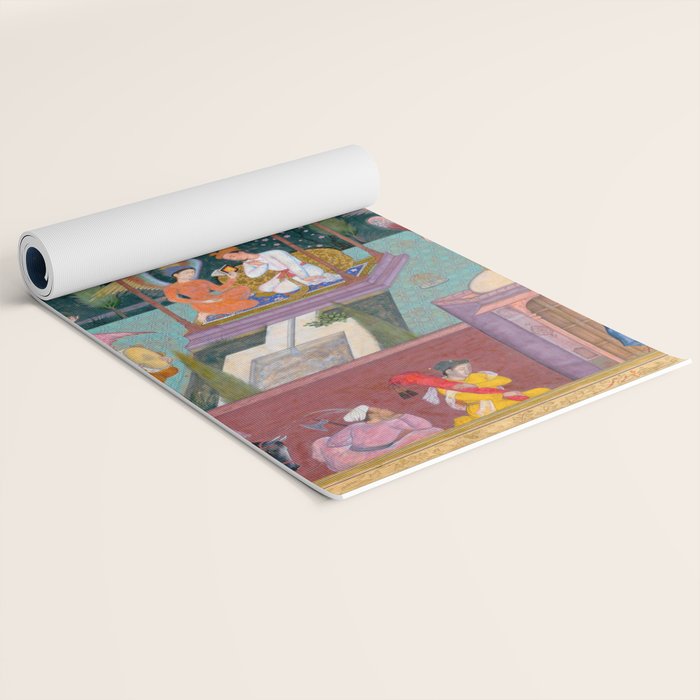 The Story of the Princess of the Blue Pavillion Antique Indian Miniature Painted Illustration Yoga Mat Gallery Image 2