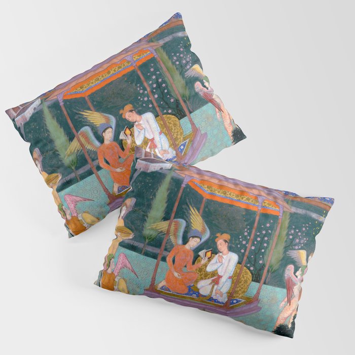 The Story of the Princess of the Blue Pavillion Antique Indian Miniature Painted Illustration Pillow Sham Gallery Image 3