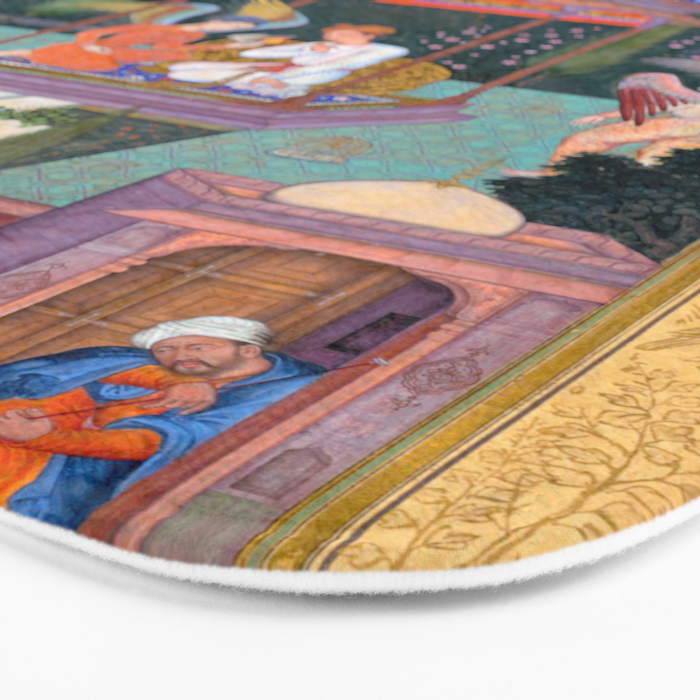 The Story of the Princess of the Blue Pavillion Antique Indian Miniature Painted Illustration Bath Mat Gallery Image 3