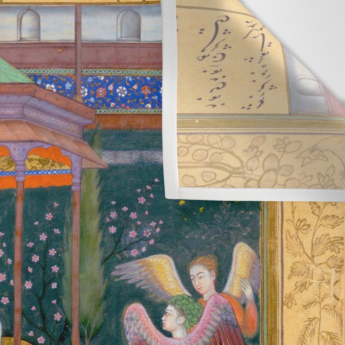 The Story of the Princess of the Blue Pavillion Antique Indian Miniature Painted Illustration Wall Tapestry Gallery Image 3