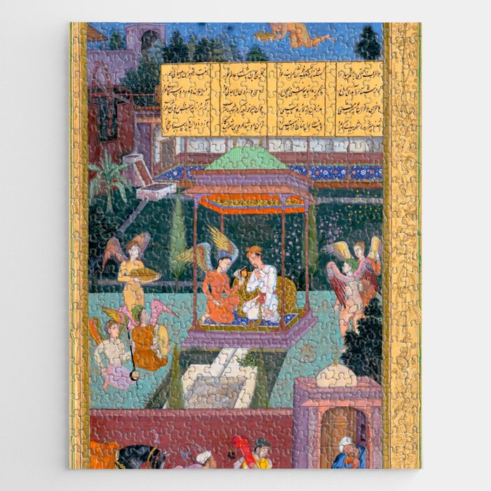 The Story of the Princess of the Blue Pavillion Antique Indian Miniature Painted Illustration Jigsaw Puzzle Gallery Image 1