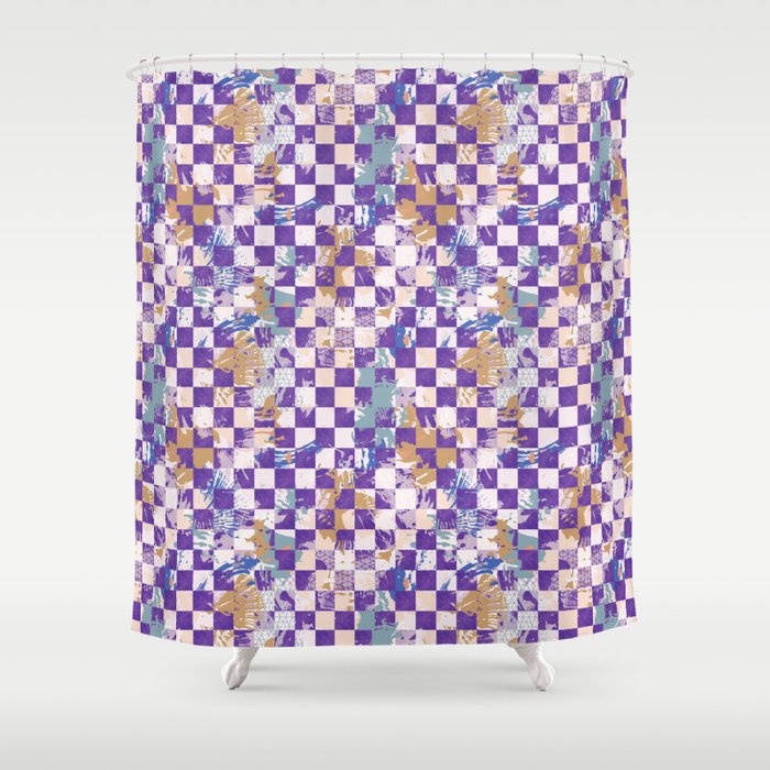 Grid of artistic strokes L Shower Curtain Gallery Image 1