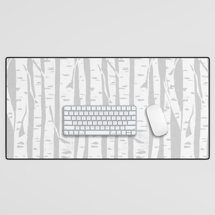 Woodcut Birches Grey Desk Mat Gallery Image 1