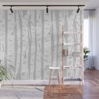 Woodcut Birches Grey Wall Mural Gallery Image 1