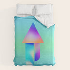 Space Ship Vibrant Blue-Green Colors Minimalist Modern Abstract Illustration  Duvet Cover Gallery Image 6