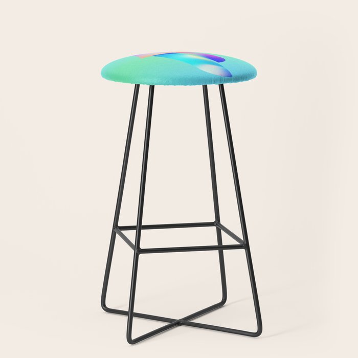 Space Ship Vibrant Blue-Green Colors Minimalist Modern Abstract Illustration  Stool Gallery Image 1