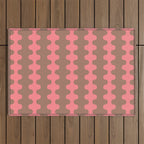Wavy Stripes Ogee A-Go-Go Eclectic Vertical Pattern in Mocha and Soft Pink Outdoor Rug Gallery Image 1