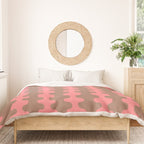 Wavy Stripes Ogee A-Go-Go Eclectic Vertical Pattern in Mocha and Soft Pink Duvet Cover Gallery Image 3