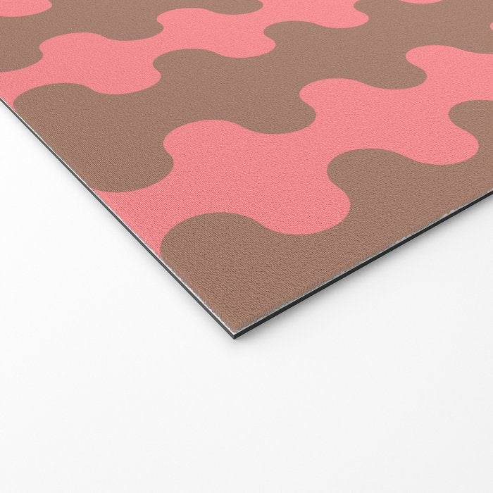 Wavy Stripes Ogee A-Go-Go Eclectic Vertical Pattern in Mocha and Soft Pink Welcome Mat Gallery Image 2