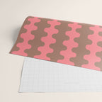 Wavy Stripes Ogee A-Go-Go Eclectic Vertical Pattern in Mocha and Soft Pink Wrapping Paper Gallery Image 2