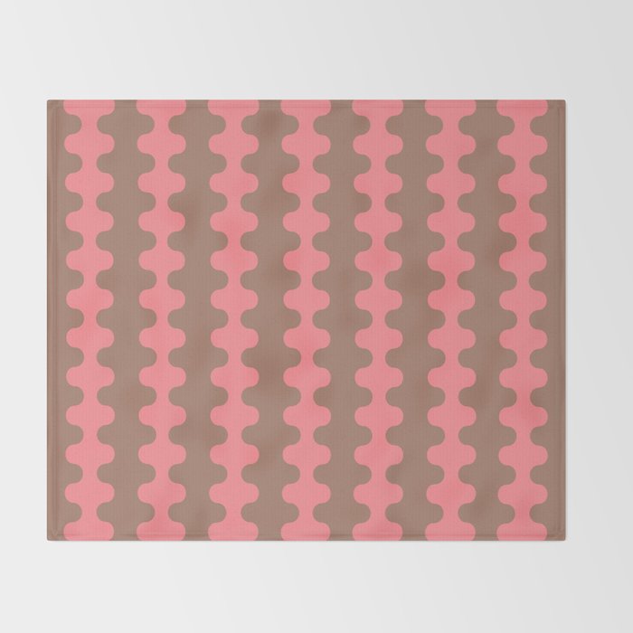 Wavy Stripes Ogee A-Go-Go Eclectic Vertical Pattern in Mocha and Soft Pink Throw Blanket Gallery Image 2