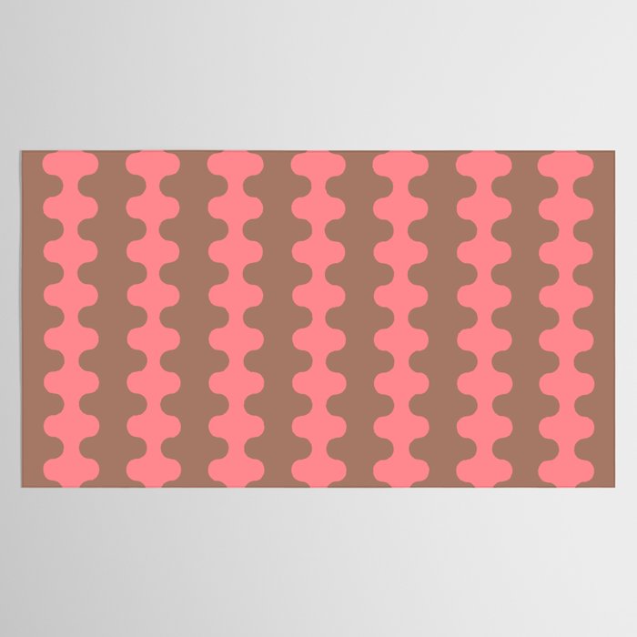 Wavy Stripes Ogee A-Go-Go Eclectic Vertical Pattern in Mocha and Soft Pink Tablecloth Gallery Image 2