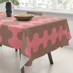 Wavy Stripes Ogee A-Go-Go Eclectic Vertical Pattern in Mocha and Soft Pink Tablecloth Gallery Image 3