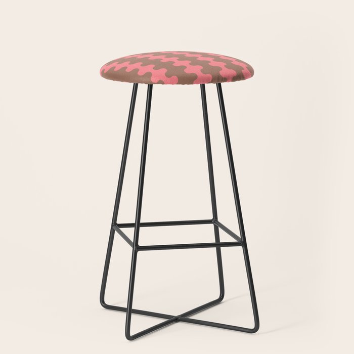 Wavy Stripes Ogee A-Go-Go Eclectic Vertical Pattern in Mocha and Soft Pink Stool Gallery Image 1