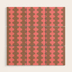 Wavy Stripes Ogee A-Go-Go Eclectic Vertical Pattern in Mocha and Soft Pink Wood Wall Art Gallery Image 1