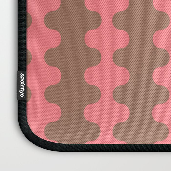 Wavy Stripes Ogee A-Go-Go Eclectic Vertical Pattern in Mocha and Soft Pink Laptop Sleeve Gallery Image 3