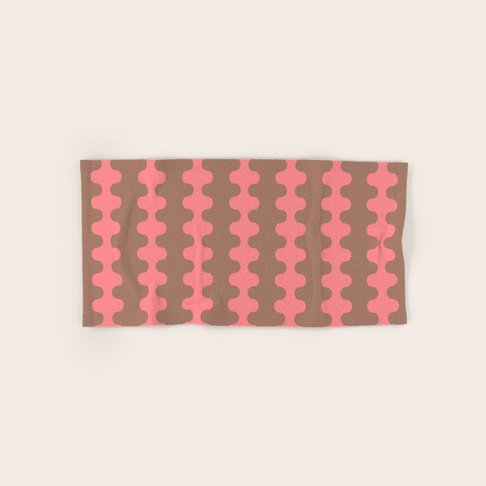 Wavy Stripes Ogee A-Go-Go Eclectic Vertical Pattern in Mocha and Soft Pink Bath Towel Gallery Image 1