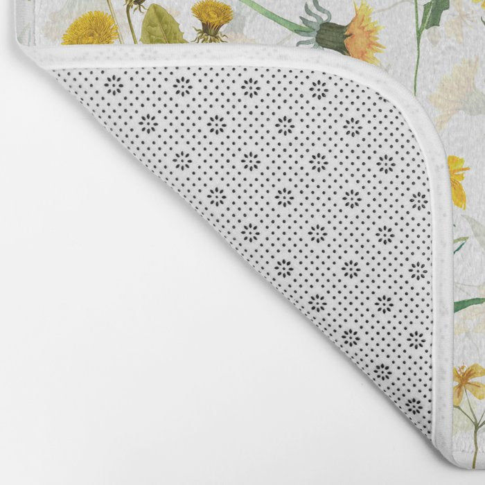 Scandinavian Yellow Wildflowers Botanical Summer Meadow Bath Mat Gallery Image 2