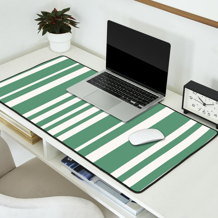 Classic Stripes XXXIX - Kelly Green Desk Mat Gallery Image 2
