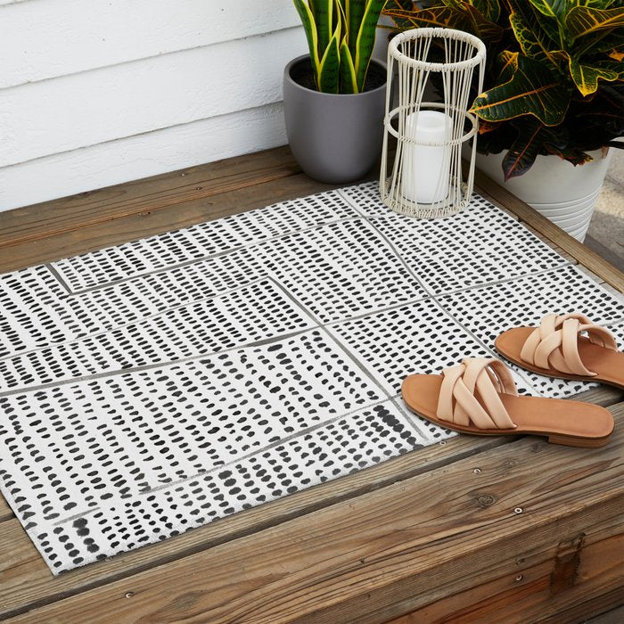 Categorize Print in Black and White Outdoor Rug Gallery Image 2