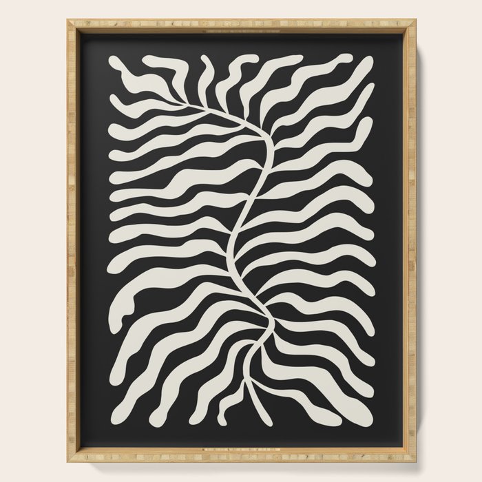 Onyx Ferns: Black & White Matisse Edition Serving Tray Gallery Image 1