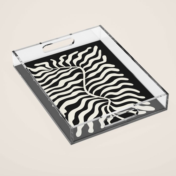 Onyx Ferns: Black & White Matisse Edition Acrylic Tray Gallery Image 1