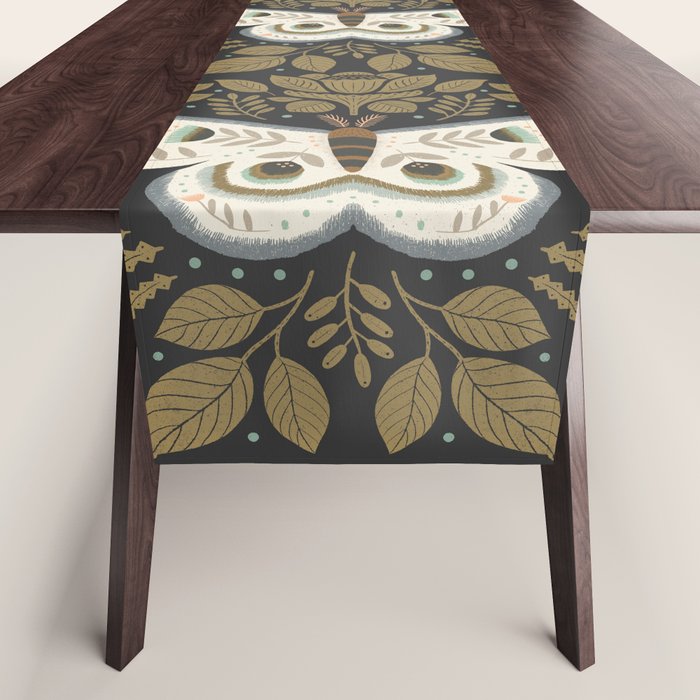 Folk Art Moth - Black Table Runner Gallery Image 1