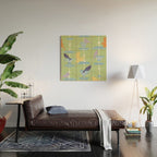 Garden Bird feeding may green Wood Wall Art Gallery Image 2