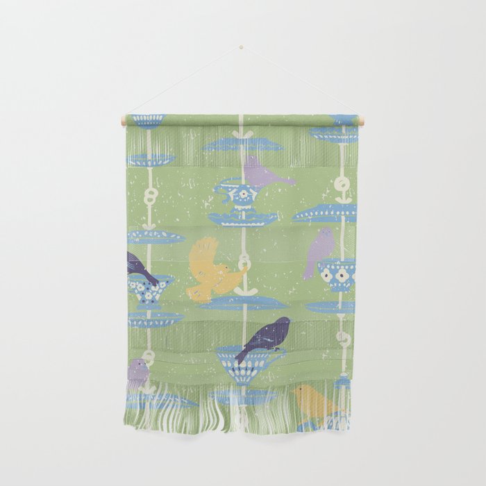 Garden Bird feeding may green Wall Hanging Gallery Image 1