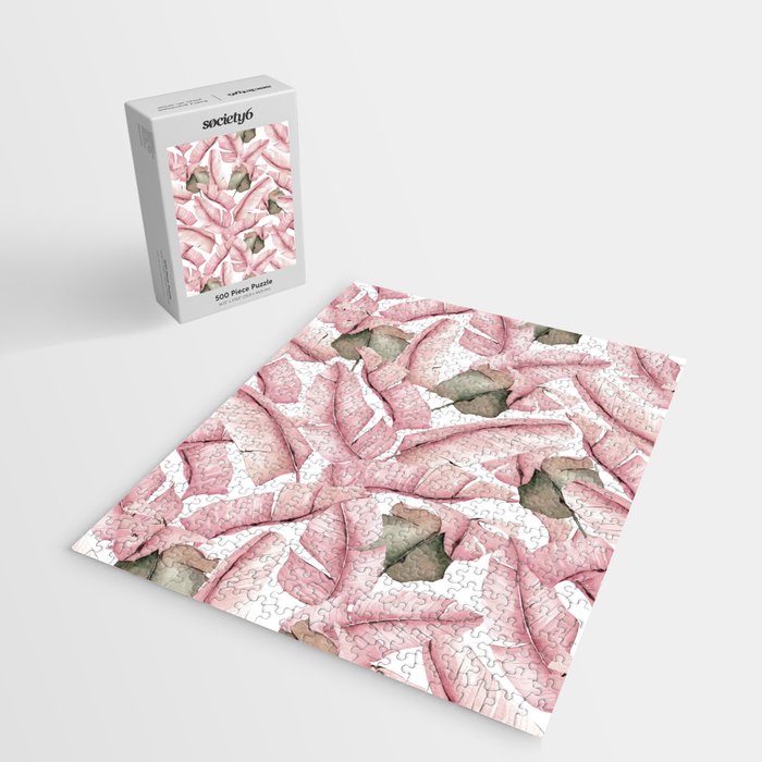 Tropical Banana Leaves, Watercolor Prints Jigsaw Puzzle Gallery Image 2