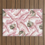 Tropical Banana Leaves, Watercolor Prints Outdoor Rug Gallery Image 1