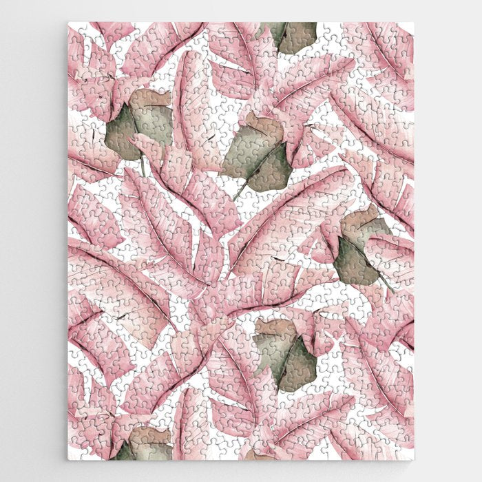 Tropical Banana Leaves, Watercolor Prints Jigsaw Puzzle Gallery Image 1