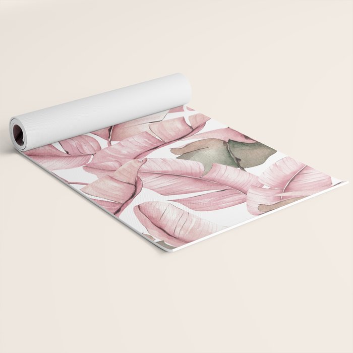 Tropical Banana Leaves, Watercolor Prints Yoga Mat Gallery Image 2
