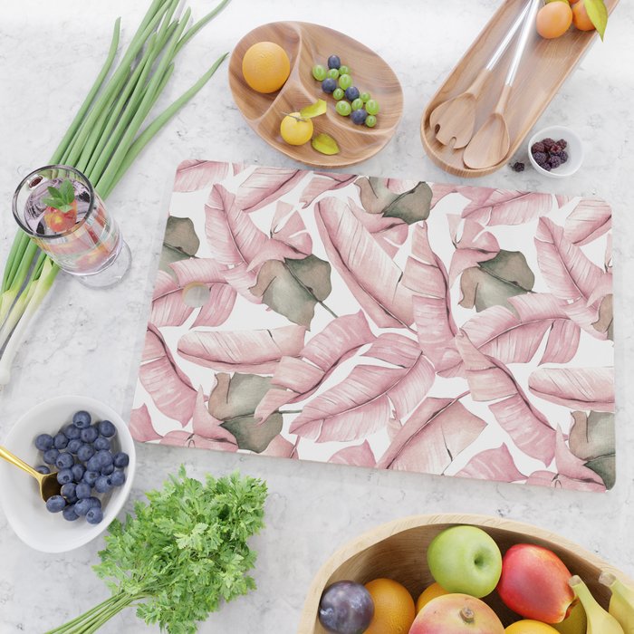 Tropical Banana Leaves, Watercolor Prints Cutting Board Gallery Image 2