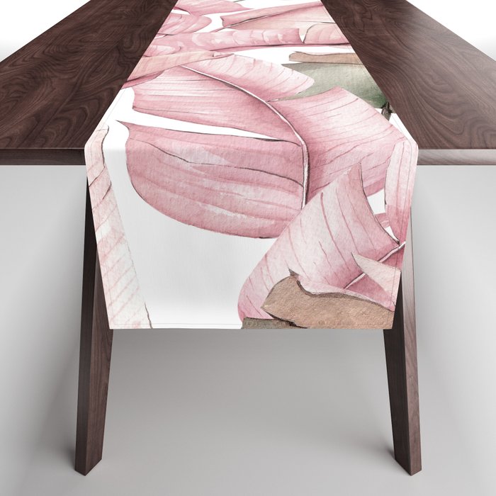 Tropical Banana Leaves, Watercolor Prints Table Runner Gallery Image 1