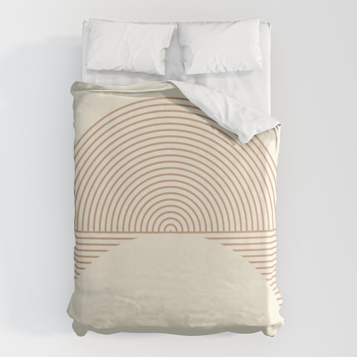 Geometric lines in Shades of Coffee and Latte 4 (Sunrise and Sunset) Duvet Cover Gallery Image 1