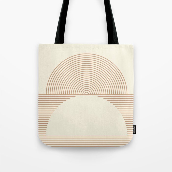 Geometric lines in Shades of Coffee and Latte 4 (Sunrise and Sunset) Tote Bag Gallery Image 1