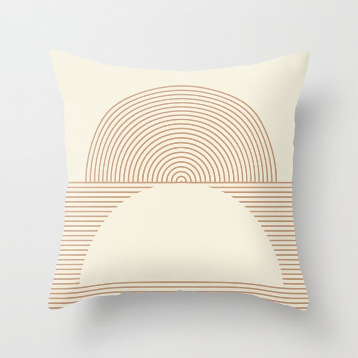 Geometric lines in Shades of Coffee and Latte 4 (Sunrise and Sunset) Throw Pillow Gallery Image 6