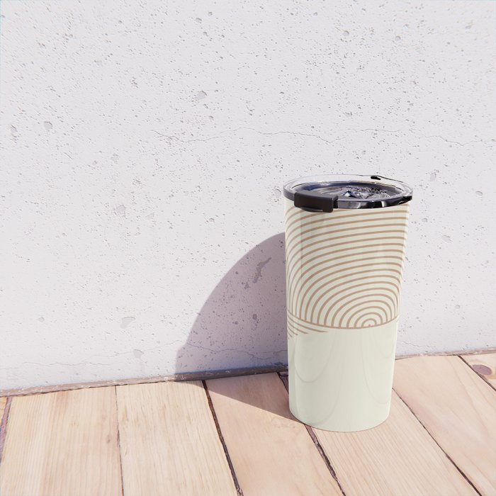 Geometric lines in Shades of Coffee and Latte 4 (Sunrise and Sunset) Travel Mug Gallery Image 4