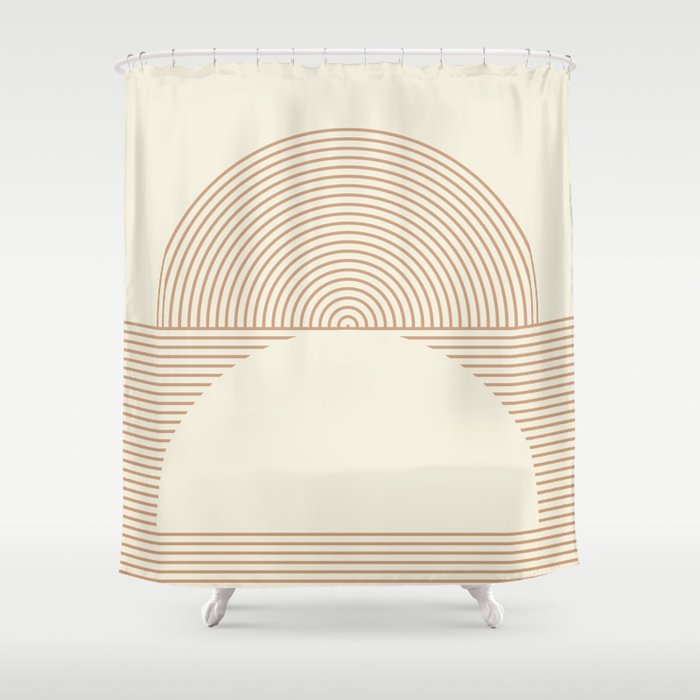 Geometric lines in Shades of Coffee and Latte 4 (Sunrise and Sunset) Shower Curtain Gallery Image 1