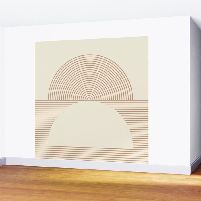Geometric lines in Shades of Coffee and Latte 4 (Sunrise and Sunset) Wall Mural Gallery Image 2