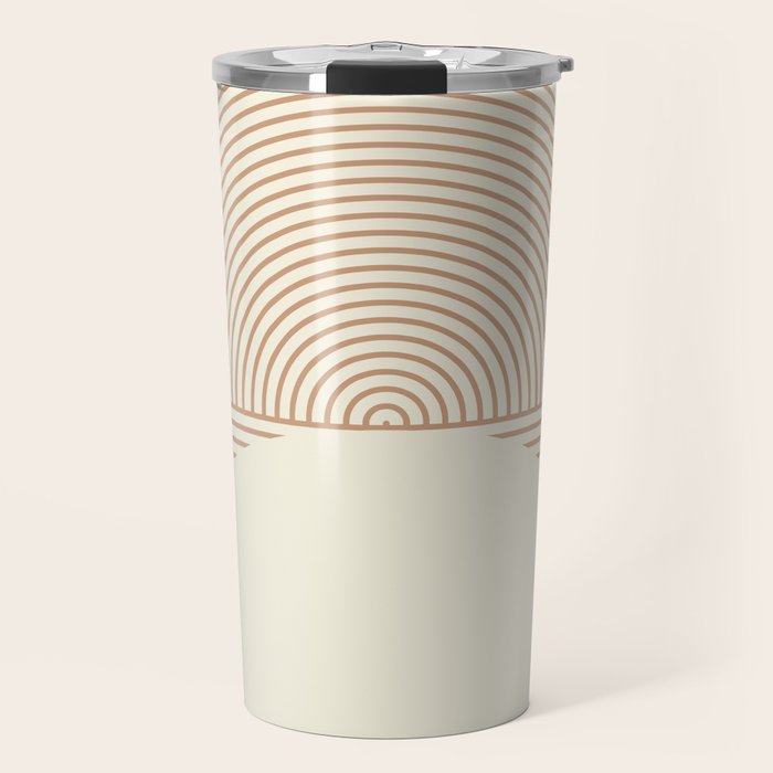 Geometric lines in Shades of Coffee and Latte 4 (Sunrise and Sunset) Travel Mug Gallery Image 1