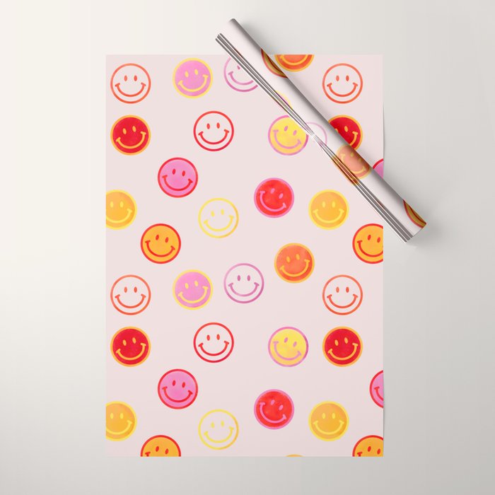 Smiling Faces Pattern Wrapping Paper Gallery Image 1